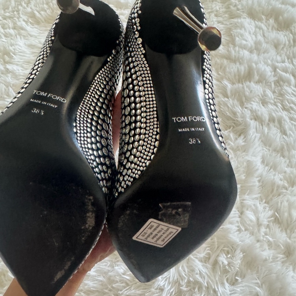 Tom Ford Black Silver Studded Pumps 4.25inch heels sz 38.5 (8 US) - Picture 5 of 7